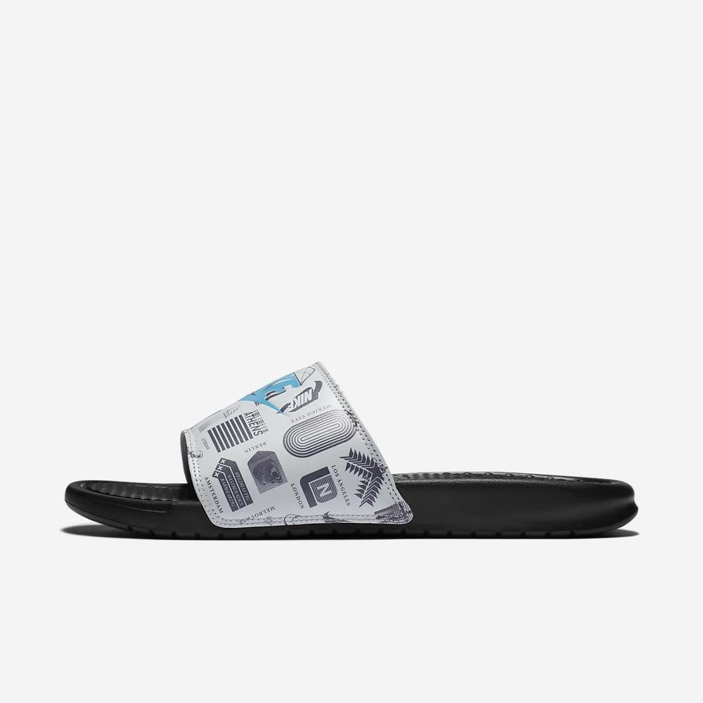 Claquette Nike Benassi JDI Noir 1468-290 Black/Summit White/Iron Grey/Blue Fury Homme | GIV-08316502